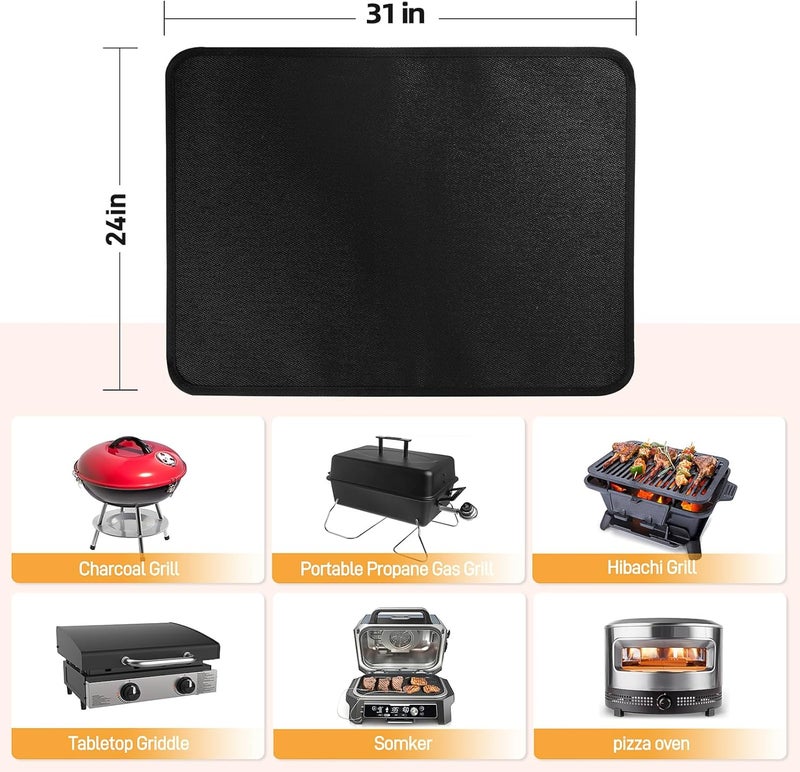 Amerbro Heat Resistant Mats for Countertop and Table, Fireproof Grill Mats for Outdoor, Portable Charcoal, Gas Grill, Pizza Oven Compatible with Blackstone, Ninja 24x31x0.04in, Black - Image 5